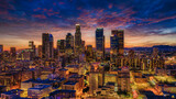 Fototapeta  - Los Angeles city skyline at sunset