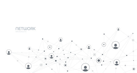 Wall Mural - network background. connections with points, lines, and people icons. vector illustration