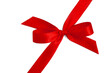 © Melamory - Red festive gift bow on white. Red satin ribbon. Holiday, sale, celebration.
