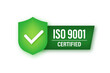 ISO 9001 Certified badge, icon. Certification stamp. Vector stock illustration.