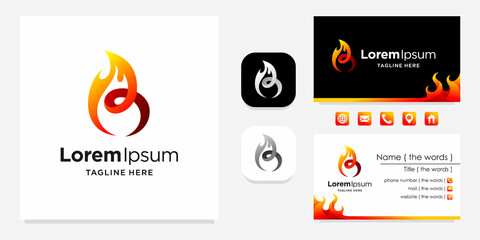 Sticker - burn logo with business card design