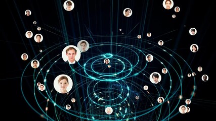 Aufkleber - People and communication network concept. Social networking. Human resources.