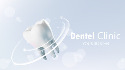 Protection of healthy teeth . tooth with glowing effect . illustration vector.