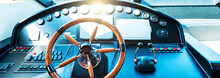 Steering Wheel On Luxury Yacht