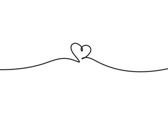 Wall Mural - Abstract hearts as continuous line drawing on white as background. Vector