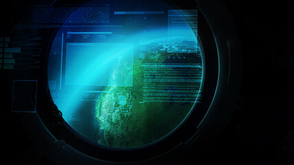 Wall Mural - Globe from the porthole of a spacecraft.
