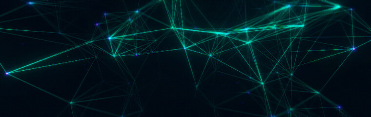 Twinkling dots connected with lines in dark space.