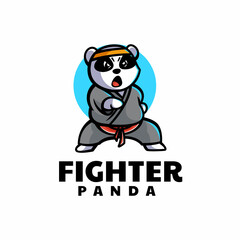 Wall Mural - Vector Logo Illustration Fighter Panda Mascot Cartoon Style.