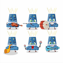 Sticker - Cartoon character of reloadable mortar playing some musical instruments