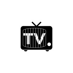 Sticker - Old-style television black glyph icon isolated on white background