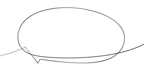 Wall Mural - Speech bubble organic shape continuous one line drawing, Single line art drawing simple blank oval comic text box, Vector illustration