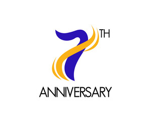 Wall Mural - 7 years anniversary logo design with abstract concept and ribbon icon. 7th celebration number