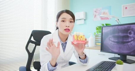 Poster - female dentist at dental clinic