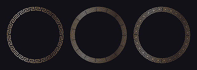 Greek gold frames on a black background, vector