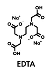 Poster - Sodium edetate (disodium EDTA) drug molecule. Medically used in chelation therapy to treat metal poisoning (mercury, lead). Skeletal formula.