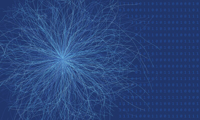 Leinwandbilder - Abstract blue background with chaos lines. Big Data concept. Cyberspace visualization.