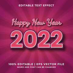 Wall Mural - Happy New Year 2022 3d editable text effect Premium Vector