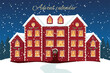 Advent calendar template. Christmas house  with countdown windows. Merry Christmas poster. Vector illustration.