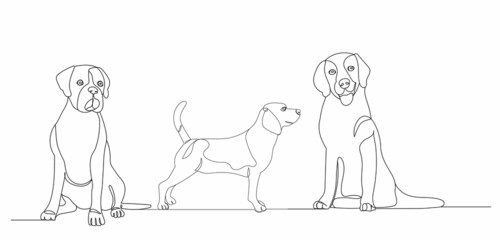 dog one line drawing, on white background