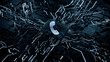 © RocknRoller Studios - Communication Technology Concept with phone symbol on a Microchip. Data flows from the CPU across a Futuristic Motherboard. 3D render.