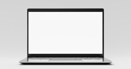 Wall Mural - laptop pc with blank screen isolated on white background - mockup template, whole laptop in focus