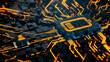 © RocknRoller Studios - Energy Technology Concept with low battery symbol on a Microchip. Orange Neon Data flows between the battery and the User across a Futuristic Motherboard. 3D render.