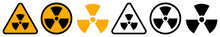 Set Of Radiation Hazard Signs. Radiation, Round And Triangular Signs. Radioactive Threat Alert. Radiation Area. Vector.