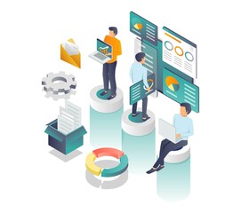 Wall Mural - the concept of isometric illustration seo agency and web developer