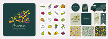 Collection De Symboles De Fruits Et Légumes De Saison Pour Logo, Identité Graphique, Marque, Magasin, Boutique, Marchand, Marché, Primeur, Producteur, Maraîcher
