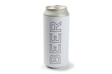 A Fake Generic Labelled Tall Can Of Beer Isolated On White
