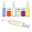 © Olga - Ampoules and syringe. Medicine, botox injection, vaccination, vaccination.