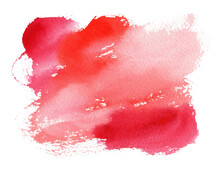 Watercolor Abstract Colorful Vibrant Background. Paintbrush Blob On A White Background. Red Water Blob