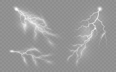 Wall Mural - set of zippers, thunderstorm and effect lightning.