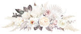 Fototapeta Boho - Boho beige and blush trendy vector design bouquet