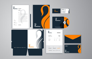 Mega set of branding stationery design with creative logo. Template usage for corporate business. 