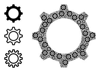 Wall Mural - Itself recursive composition gear. Vector gear composition is made from scattered itself gear items. Abstract design.