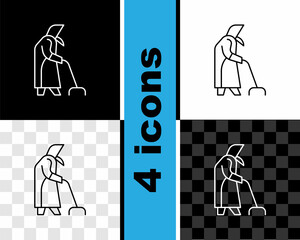 Wall Mural - Set line Grandmother icon isolated on black and white, transparent background. Vector