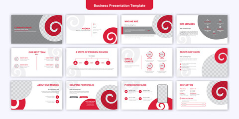 Wall Mural - Business powerpoint and keynote presentation slides template design. Can be used for presentation, website slider, brochure, corporate report, marketing, advertising, annual report, banner.