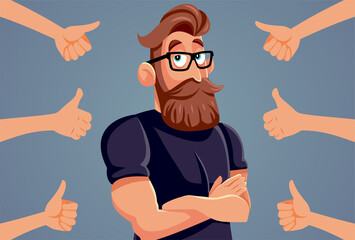 Handsome Man Receiving Public Appreciation Vector Cartoon