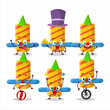 Cartoon character of firework spinner with various circus shows