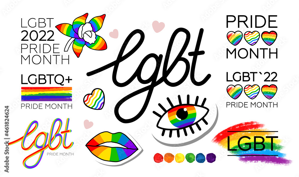 big Set of LGBT Pride Month 2022. logos, icons, stickers and ...
