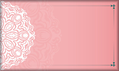 Pink background with abstract white ornament for design under logo or text