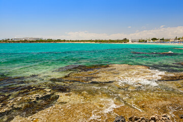 Wall Mural - The Mediterranean coast on the island of Cyprus with tourist destinations