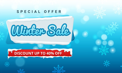 Wall Mural - Winter Sale Background Special Offer Banner Background