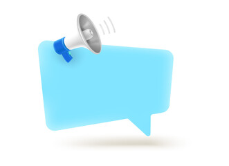 Poster - Speech cloud with megaphone. Template for a text