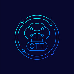 Sticker - OTT platform line icon for web