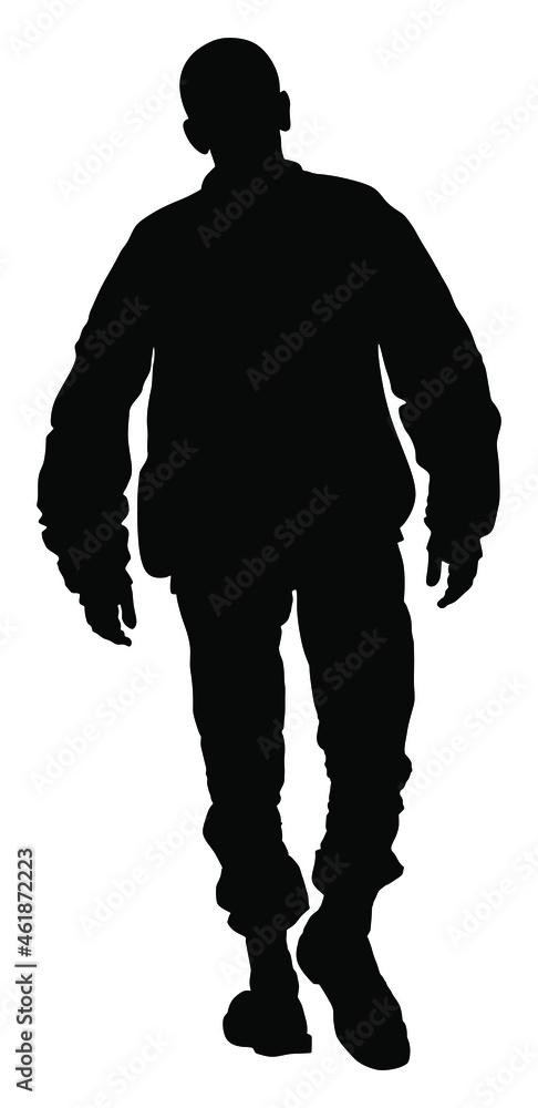 Angry hooligan walking the street vector silhouette illustration. Punk ...