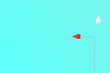© Johannes - red paper plane leading among a white planes on blue background. Business competition and Leadership concept