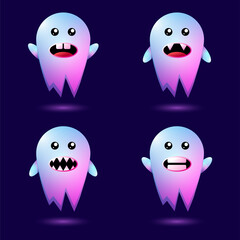 Poster - ghost character set for complete halloween design