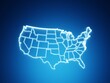USA map outline glow dark